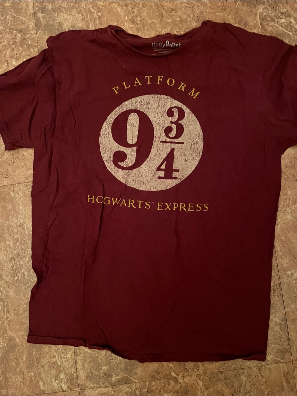 Harry Potter Platform 9 3/4 Burgundy Short Sleeve Tee